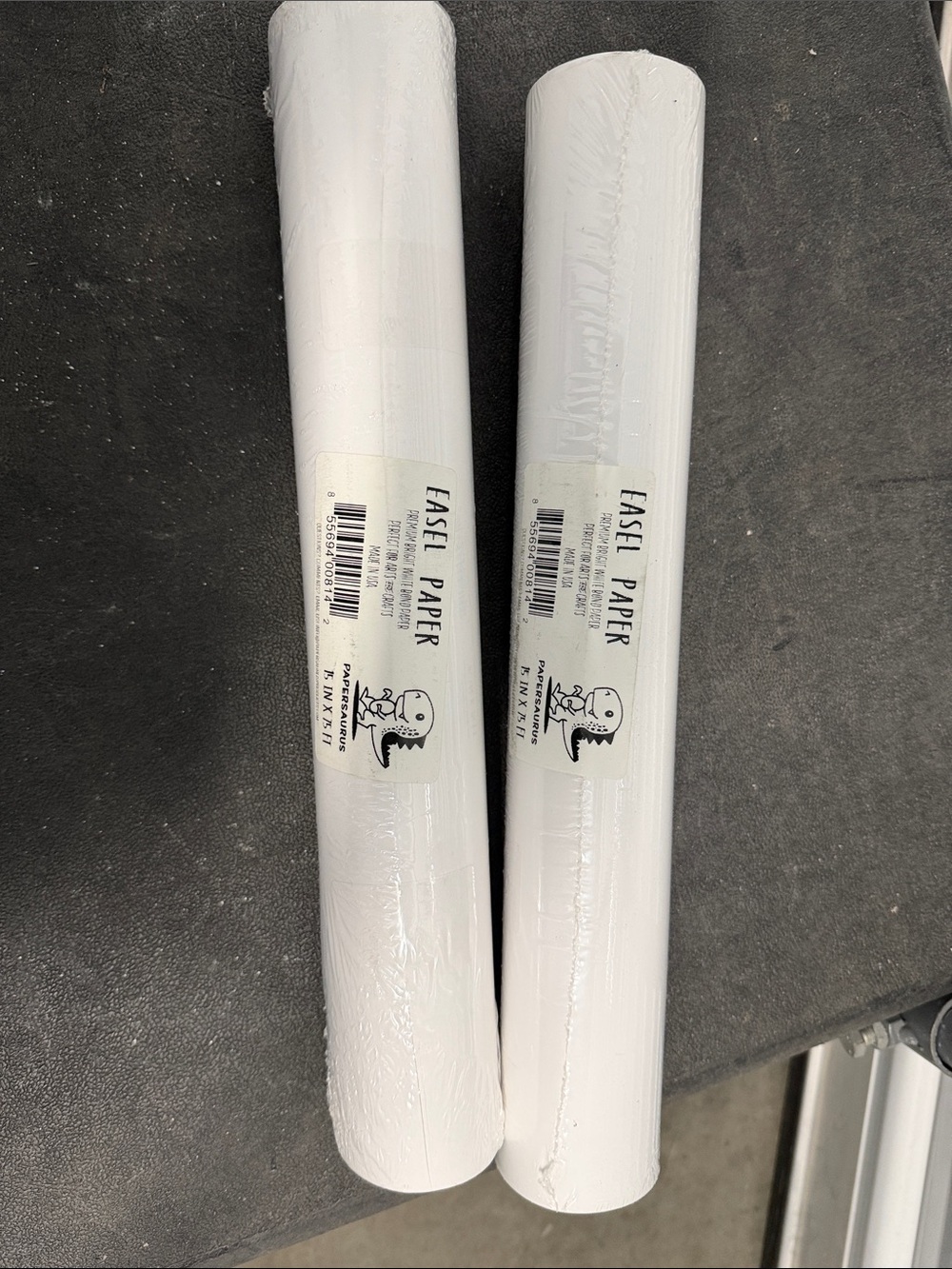 Two Rolls of Easel Paper — White premium bright white bond paper 15 inch x 75ft